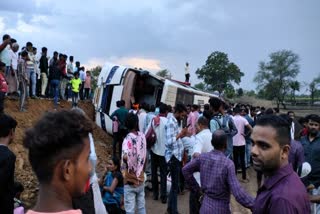 AC bus overturns on National Highway