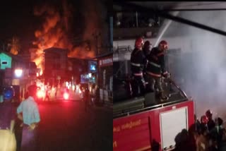 fire permbra  Shops caught fire  Shops caught fire in Perambra Kozhikode  കോഴിക്കോട് പേരാമ്പ്രയില്‍ തീപിടിത്തം  പേരാമ്പ്ര