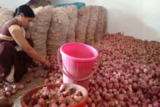 Onion being sold for seven thousand rupees per quintal