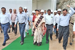 Smita Sabharwal inspects brahmnavellam  Lift Irrigation Project works