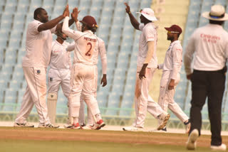 afg vs wi test match : afghanistan lead by 19 runs with 3 wickets remaining against west indies