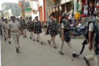 Police march