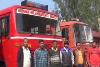 fire department workers protest in kaithal