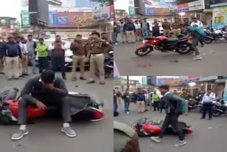 Meerut man throws bike