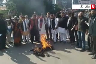 Congress workers burn effigy of BJP MP Sadhvi Pragya Thakur