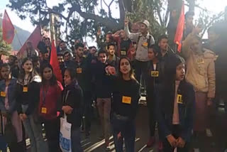 ABVP protest in dc office shimla