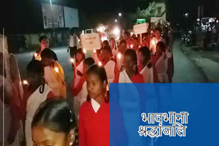 Students of Seva Bharti took out candle march