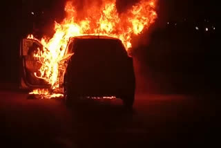 Fire in a moving car