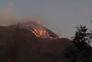 Fire on Bijli Mahadev mountain