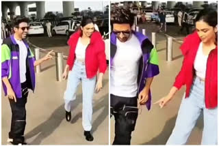 Kartik aryan and deepika shaking legs on dhime dhime song at airport