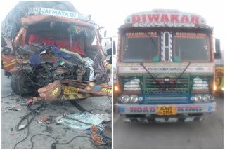 Collision between cement truck and canter