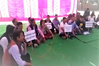 Pharmacists protest IN NAGAUR, लंबित मांगों को लेकर फार्मासिस्टों का धरना