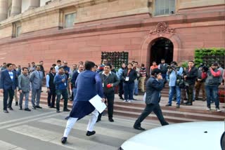 piyush goyal seen running in the Parliament Complex to attend the Question Hour