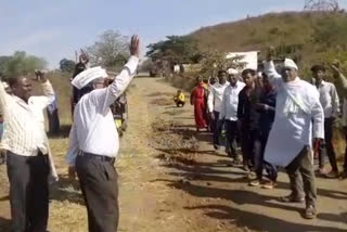 Villagers protest against the bad road