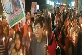 Women took out candle march to protest against increasing incidents of rape