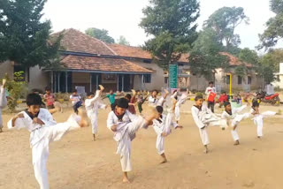 Little girls, boys  preparing for Taekwondo state competitions