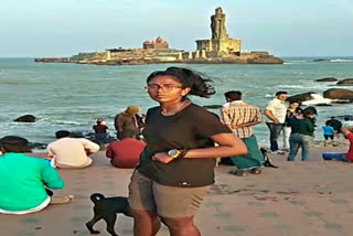 Manglore girl hiking latest news Environmental activist walking 850 km along the beach kanyakumari beach latest news കന്യാകുമാരി വാര്‍ത്തകള്‍ ജാനറ്റ് അര്‍ലിന്‍ വാര്‍ത്തകള്‍