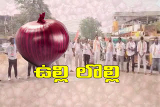 congress leaders protest demanding to lower onion price