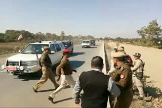 Black flag shown to CM at Kaliabor by AJYCP members