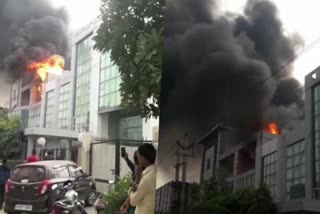 fire in plastic factory in manesar
