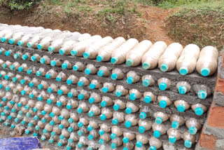 In karnataka Subrahmanya Mangalore district The PDO Muttappa has constructing Wall by dead duck plastic Bottles