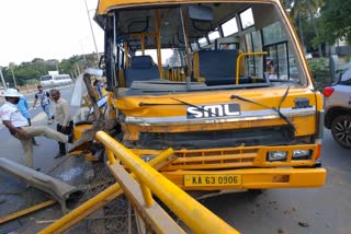 School van collide to Baricade while it went to over take the other vehicle