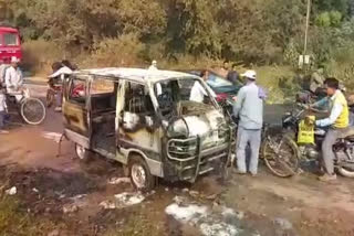 School vehicle caught fire suddenly