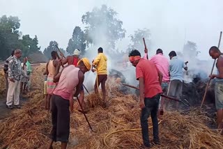 fire burns millions of paddy