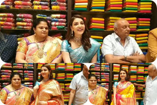 a film actress Kajal Aggarwal came to Narasaraopet for opening swathi fashion shopping mall at guntur