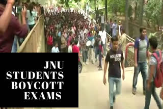 JNU students boycott exams over fee hike issue