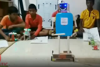 Children from unprivileged sections made robots from plastic waste