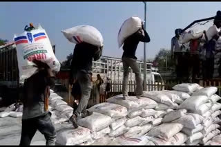 Urea manure bags soaked in rain