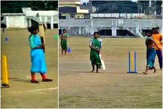 tribal women played cricket in their traditional dress in Madya Pradesh