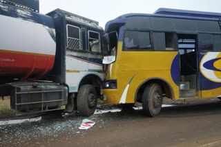 Bus and truck collision