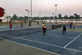 Tennis ground is being built in Bhiwani Bhim Stadium