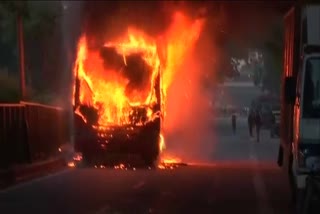 Jamia Millia Islamia students set fire to DTC buses