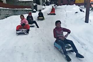 shimla Children enjoying sledge