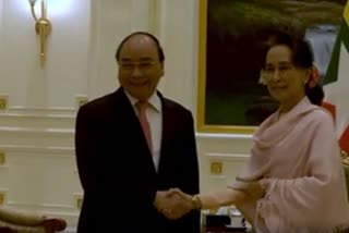 vietnam prime minster and myanmar state counsellor, மியான்மர் பிரதமர் ஆங் சன் சூ கியி, வியாட்நாம் பிரதமர் ஞுவைன் உவான் ஃபோப்,