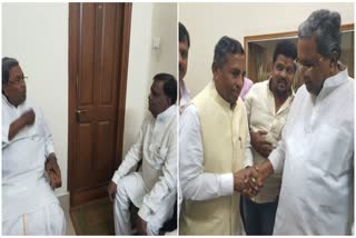 ಸಿದ್ದರಾಮಯ್ಯ  ಆರೋಗ್ಯ ವಿಚಾರಿಸಿದ ಗಣ್ಯರು  , Srinivas Prasad meets Siddaramaiah