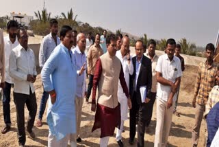 Minister Suresh Angadi watched railway over bridge work in Raibag