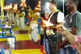 godavari aarti by russian devotees at basara in nirmal district