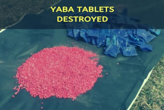 Yaba  Gourab Chakraborty  Bodhjung Nagar industrial area.  Border Security Forces  Motinagar village  methamphetamine  caffeine.  Yaba tablets worth more than Rs 20 lakh destroyed in Tripura  നിരോധിത യാബാ ഗുളികകൾ പിടിച്ചെടുത്തതായി ത്രിപുര ഡിഐജി