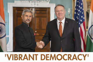 US secretary of state Mike Pompeo with Indian external affairs minister Jaishankar.