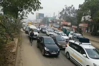 traffic jam at sindhu border sonipat