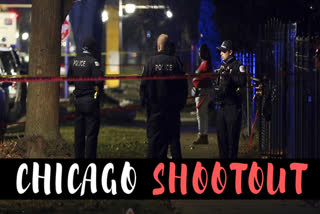 Chicago police guard a crime scene in the 5700 block of S. May Street in Chicago after several people were shot there on Sunday.