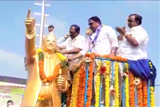 MINISTER ERRABELLI DHAYAKER, KOPPULA EESHWAR INAUGURATED AMBEDKER STATUE