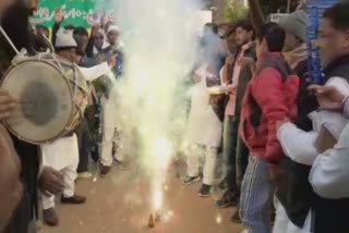 Celebration after victory of rjd in patna