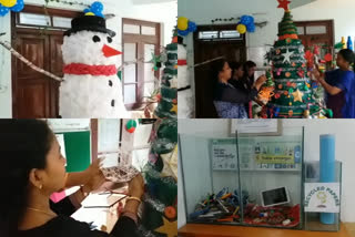 CHRISTMAS TREE FROM SCRAP AND WASTE MATERIALS  ക്രിസ്തുമസ് ട്രീയും മഞ്ഞുമനുഷ്യനും  സർക്കാർ ഉദ്യോഗസ്ഥർ  ആലപ്പുഴ