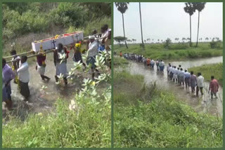 no road to cemetery last rites by walking across a waist-deep stream i tamilnadu thootukudi