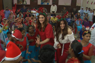 Kriti and Nupur Sanon celebrate Christmas with specially-abled kids